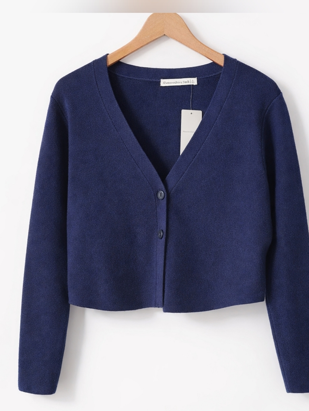 Abercrombie & Fitch Women L Blue Cardigan V Neck Button Knit Sweater NWT - Picture 3 of 13